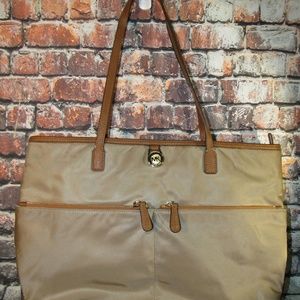 Michael Kors Kempton Tan Nylon Two Pocket Tote